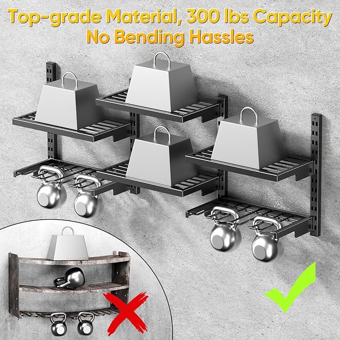 POKIPO Large Modular Power Tool Organizer Wall Mount With 6 Adjustable Shelf, Heavy Duty Iron Tool Storage Rack Loads 300lbs with 8 Cordless Tools Drill Holder,Battery Utility Rack for Garage Workshop