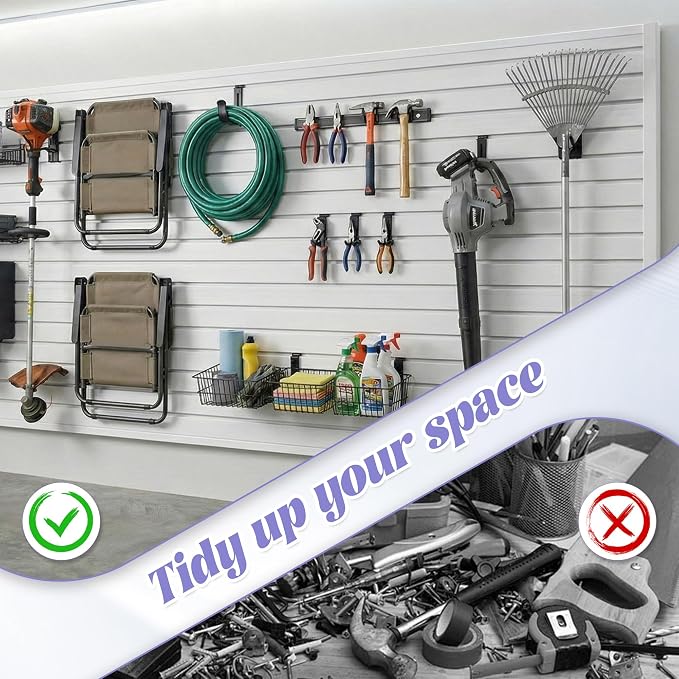 SMARTSTANDARD Heavy Duty PVC Slatwall Panels 4x8 ft, Interlocking Garage Wall Organizer System, Tool Board for Retail Display, Workshop & Home Storage - White