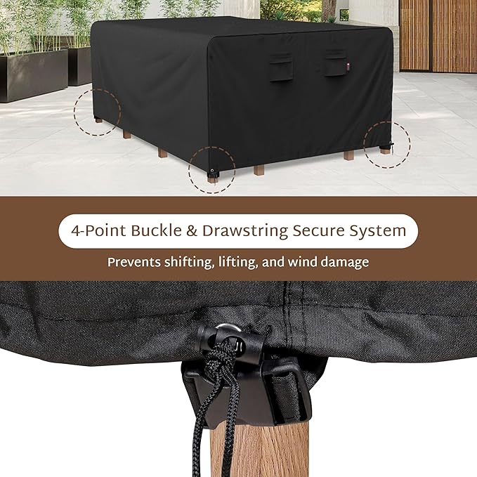 iBirdie Outdoor Patio Furniture Set Covers 100 x 56 inch fit 4 x 8 ft, 56, 54, 52 inch Wide, 100, 98, 96 inch Long Outside Dining Table and Chairs, Waterproof Weatherproof Cover, Heavy Duty 600D