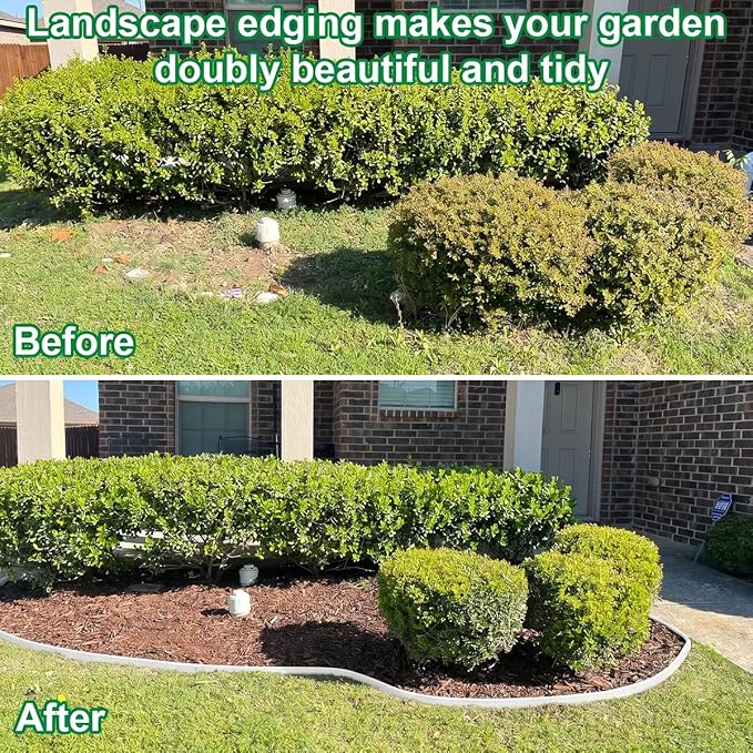 Garden Edging Borders 98FT,Landscape Edging [Extra Tall 4IN High] with 150pcs Stakes,Lawn Edging Border Flexible Garden Edge Plastic Fence for Tree,Flower Bed,Landscaping,Yard-White