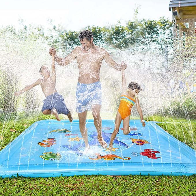 Growsland Splash Pad for Toddlers, Outdoor Sprinkler for Kids, 67" Summer Water Toys Inflatable Wading Baby Pool Fun Gifts for 3 4 5 6 7 8 9 Years Old Boy Girl Backyard Garden Lawn Outdoor Games