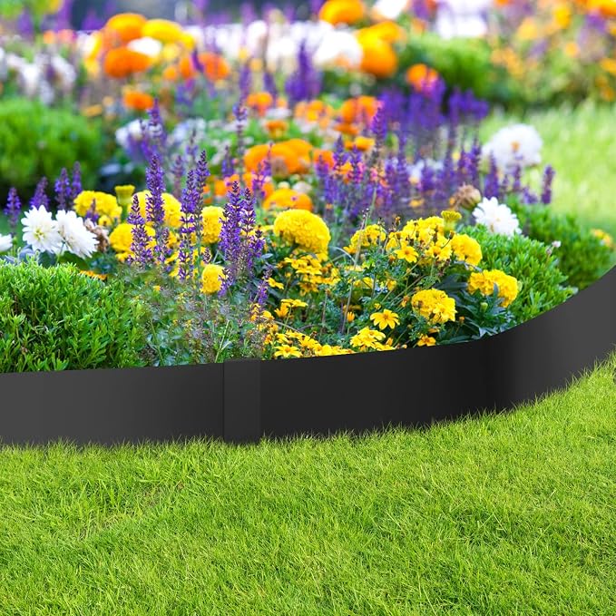 40" L X 4" H Metal Landscape Edging, 6 Pack Heavy Duty Galvanized Steel Garden Edging, Hammer-in Metal Edging for Landscaping for Lawn, Pathway, Yard