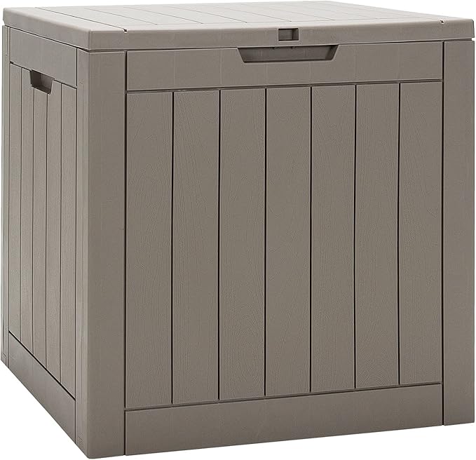Giantex Deck Boxes Outdoor Waterproof - 30 Gallon Patio Storage Box with Lockable Lid, Built-in Handles, Storage Bin for Poolside, Package Delivery, Cushions, Garden Tools, Outside Storage Box (Brown)