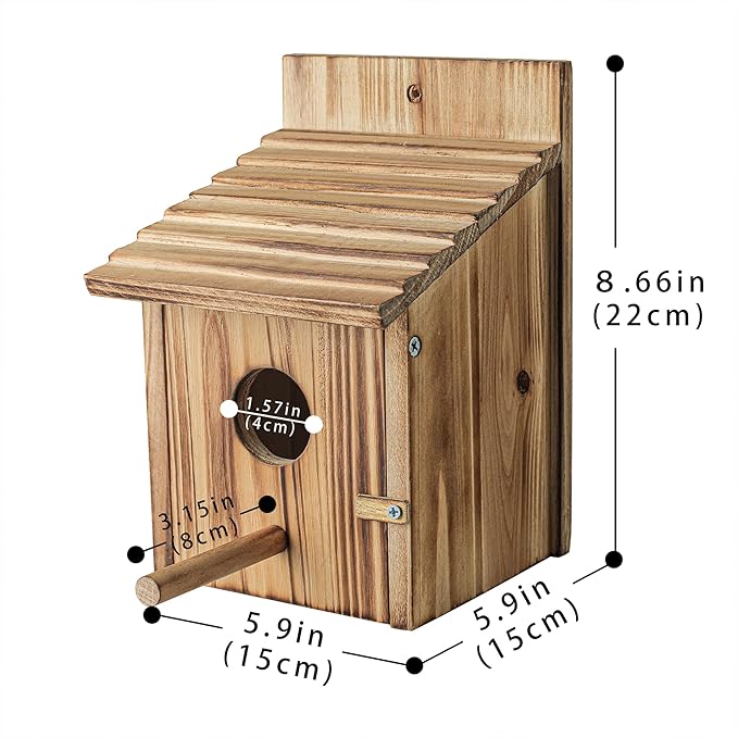 Bird Houses for Outside，Wooden Birdhouse with Open House Design - Perfect Nesting Box for Bluebirds - Assembly Required - Ideal for Outside - Blue Bird House for Outdoor Clearance