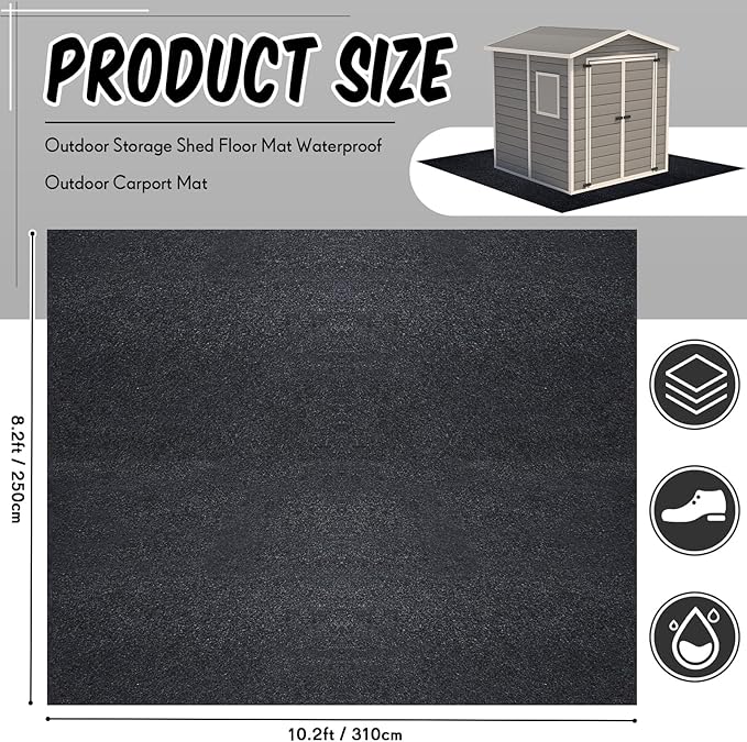 Haull Shed Floor Mat 8.2 x 10.2 ft Outdoor Waterproof Nonslip Durable Storage Sheds Protector Rug for Carport Patio Garage Garden Spring Summer Outdoor, Storage Shed Not Included