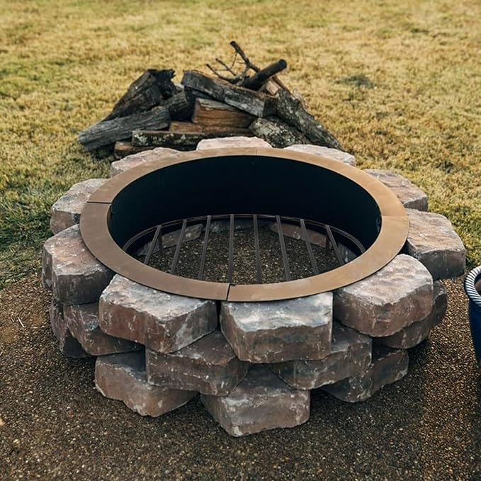 onlyfire Heavy Duty Round Fire Pit Grate 22 Inch - Steel Log Grate with High-Temp Coating & Removable Legs, 3.5" Tall Wood Burning Grate for Outdoor Fireplace, Camping, BBQ