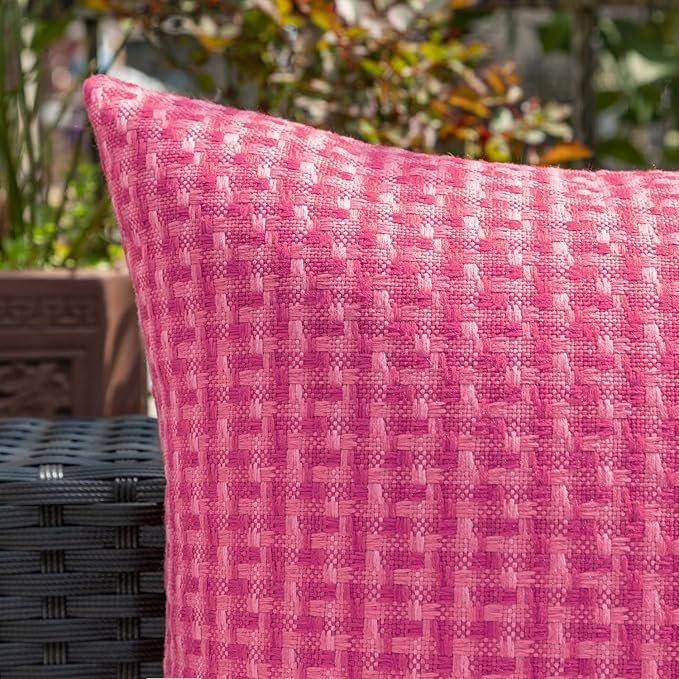 Kevin Textile Outdoor Waterproof Throw Pillow Covers Pack of 2 Valentines Day Decorative Cushion Covers for Garden Patio Tent Balcony Bench Couch Sofa 20x20 Inch, Hot Pink