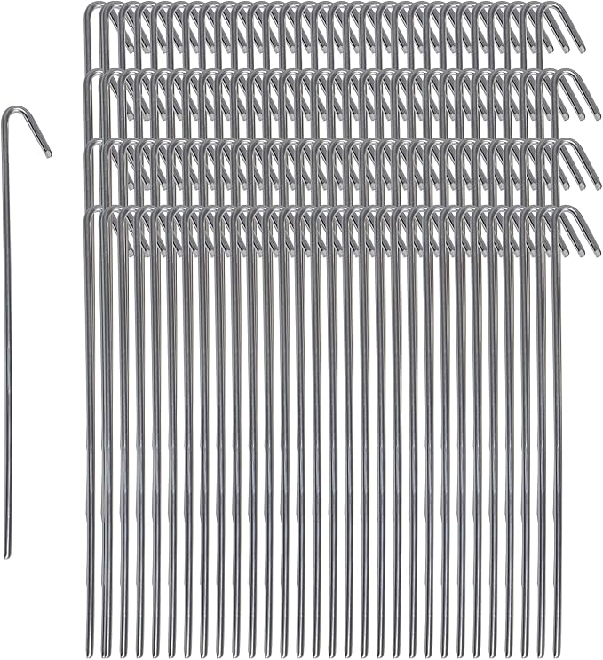 Pinnacle Mercantile 120 Pack Tent Stakes Metal Garden Edging Fence Hooks Pegs Christmas Decoration Stakes Made USA 9 inches Long