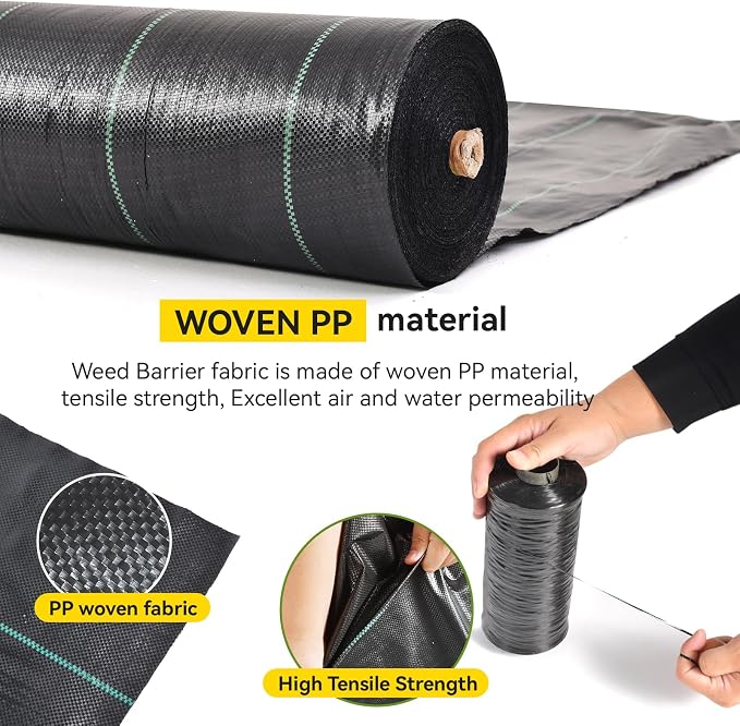4 x 200FT Garden Landscape Fabric Weed Barrier Fabric Heavy Duty, Weed Blocker Fabric, High Permeability for Weed Blocker Weed Mat, Driveway Fabric, Weed Control Garden Cloth(2 Pack 4x100FT)