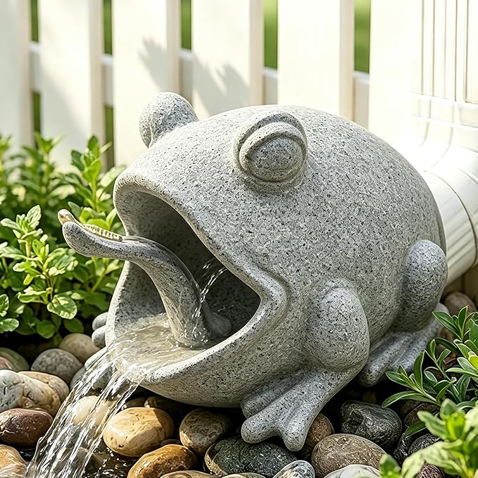 Teaeeno Frog Gutter Downspout Extension Decorations, 3''x4'' Downspout Extender Diverter Splash Block Sculpture Outdoor Decor, Animal Resin Statue Ornaments, for Garden, Lawn, Yard