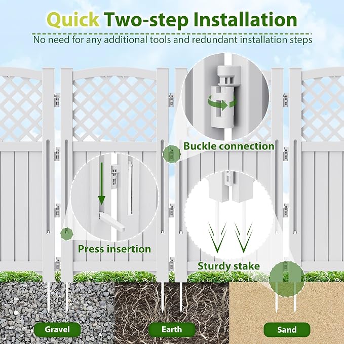 Devoko Outdoor Privacy Fence, 4 Fence Panels Privacy Screen Panels for Outside and Yard, Resin Air Conditioner Lattice Fence for Trash Can (Light Gray)