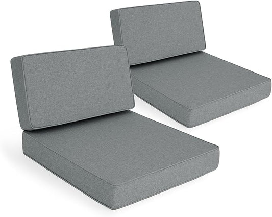 Outdoor Furniture Cushions 25.6x25.6 Inch, Deep Seat Patio Couch Cushions Replacement for Sectional Conversation Set Sofa Loveseat, Water Resistant, Removable Cover, Set of 2, Dark Grey