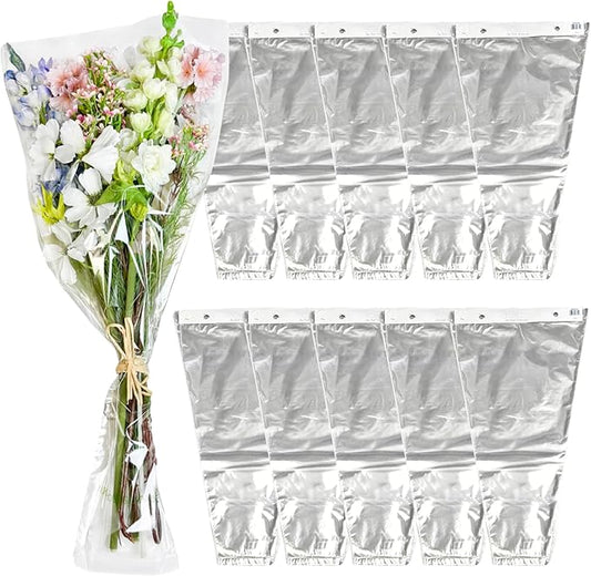 Holiday Designs - 1000 Pcs Bottom Sealed Clear Bouquet Sleeves - Waterproof Floral Wraps for Fresh Flower Arrangements - 1.2 Mil Thick (15” x 25” x 5”) - 10 Packs of 100