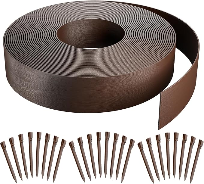 AGTEK 78FT Plastic Landscape Edging Coil Kit, 4 inch High Terrace Board Garden Edging Border with 24 Stakes