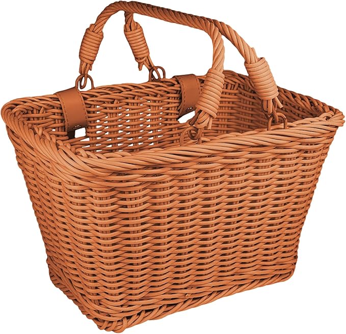 Wicker Picnic Basket for Kids, Small Woven Rattan Basket with Handles Brown Garden Harvest Hamper Basket Empty for Storage Toy Flower Wedding