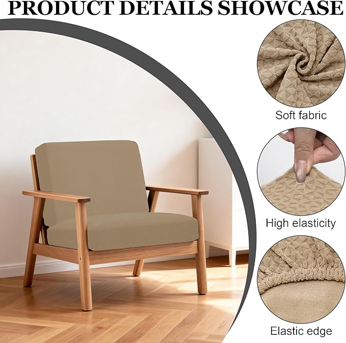 BIETYONE 4Pcs Patio Stretch Cushion Covers,Outdoor Sofa Replacement Cover Slipcovers for Patio Furniture Cushion Covers, Washable Reusable Furniture Protector