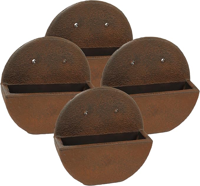 Sunnydaze 12" Round Wall Planter - Polyresin Wall-Hanging Flower Pot for Indoor or Outdoor - Dark Brown - Set of 4
