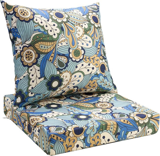 UNIKOME Outdoor Seat Cushions 24 X 24 Inch - Water-Resistant & Fade Resistant, Removable Cover Patio Furniture Cushions for Chair, Sofa, Couch, Wicker, Sun Flower