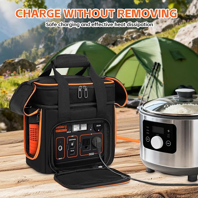 Portable Carrying Case Compatible with Jackery Explorer 300/300 plus/240/240 v2/290/160, Flip-top Design, Double-Layer Soft Power Station Storage Bag for Accessories/Charging Cable/Solar Generator
