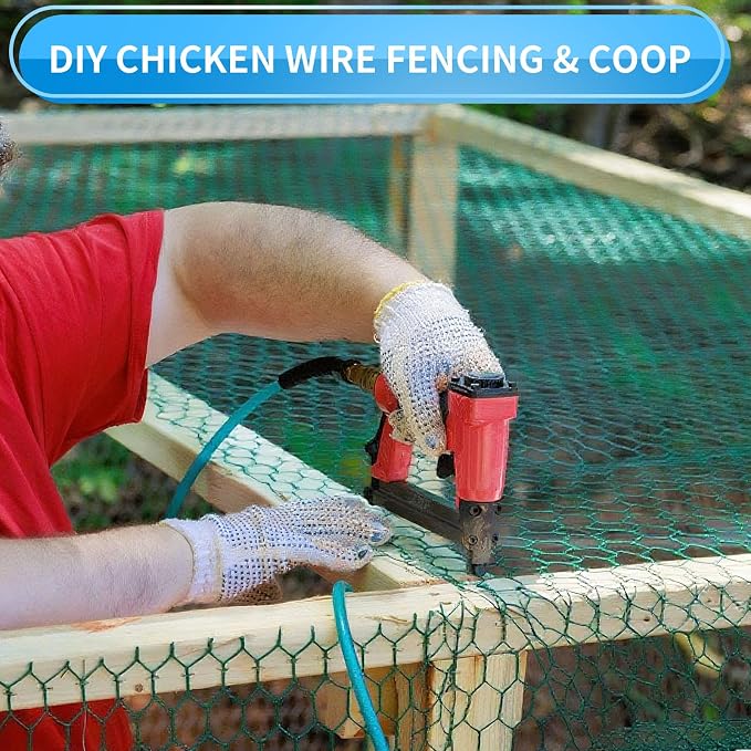 60'' x 150' Green Chicken Wire Fencing, 1 inch Chicken Wire and 19 Gauge Poultry Netting, Garden Mesh Fence Roll for Floral Arrangements/Crafts/Farm/Livestock/Pet Protection