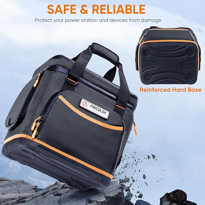 Double-Layer Travel Carrying Case for Jackery Explorer 1000 v2 – Hard Molded Bottom, Side Ventilation & Front Pockets, Portable Power Station Storage Bag for Jackery Accessories & Solar Generator