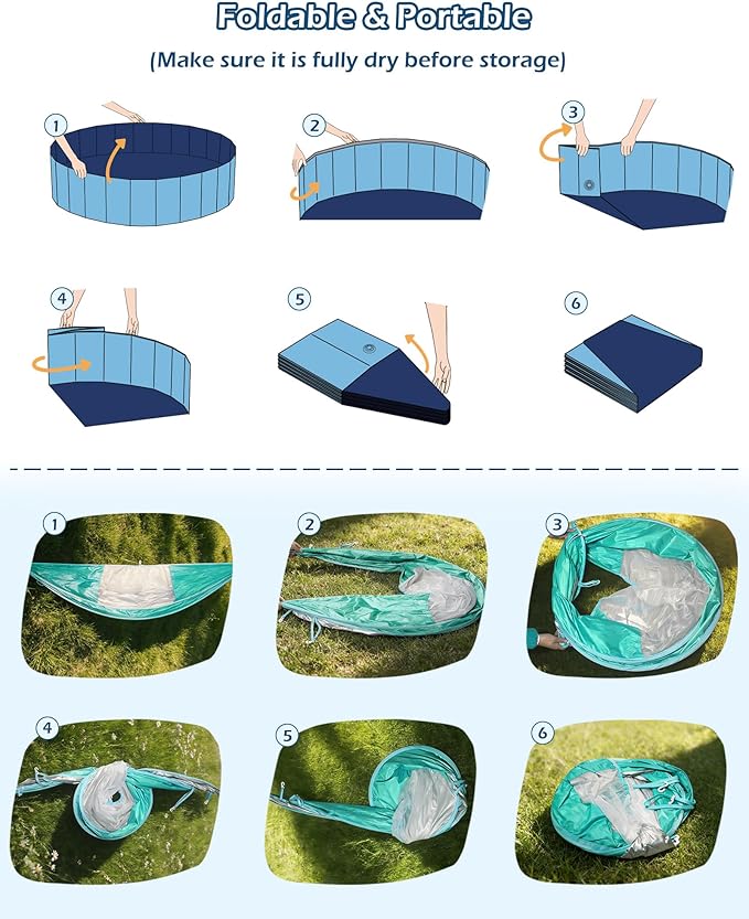 Jasonwell Kiddie Baby Pool with Canopy - Foldable Infant Toddler Kids Pool with Shade Baby Beach Essentials Tent Swimming Wading Pools for Toddlers 1-3 + Kids Dogs Ball Pit Backyard Water Play G, 79"