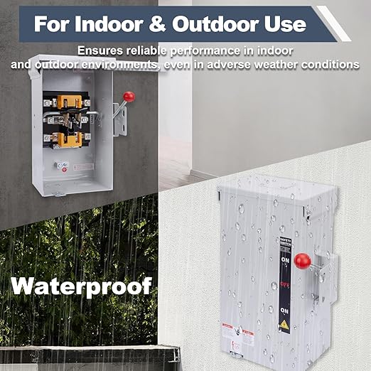 100A Generator Transfer Switch, 24000W Universal Double Throw Safety Switch, 120/240V Manual Transfer Switch with Arc Shield, Indoor/Outdoor Use, NEMA 3R Compliant