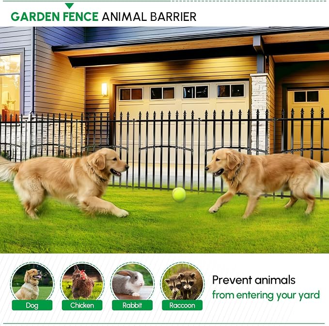 Metal Garden Fence 40in H x 27in W (10 Panels, Total Length 23ft), No Dig Animal Barrier Fence for Dogs, Heavy Duty Tube Decorative Garden Edging Border, Outdoor Rustproof Landscape Fencing for Yard