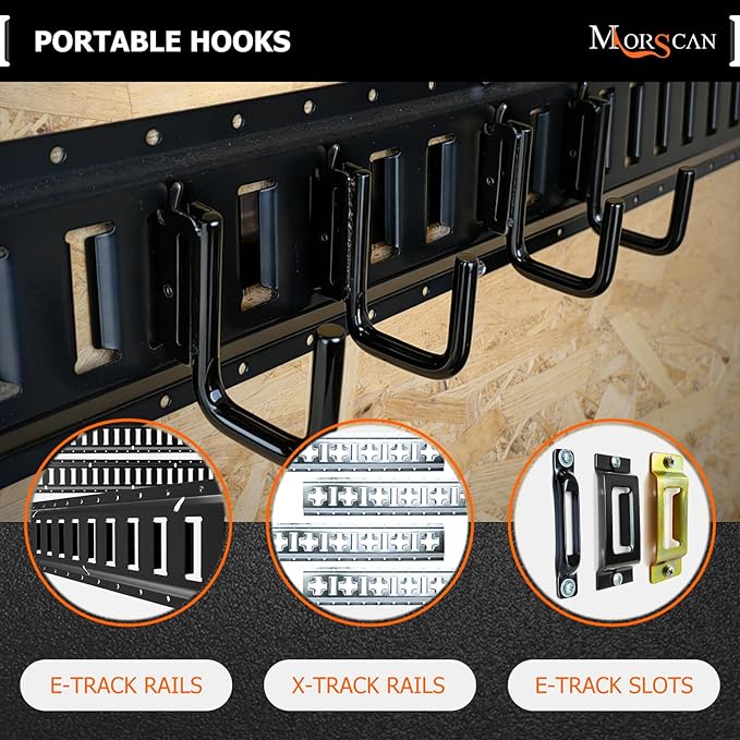 6-Pack 2" Heavy-Duty E-Track J Hooks with Extra Rubberized Dip-Coating on Hook Body - Tie-Down Accessories for Trucks, Trailers, Garages, Warehouses