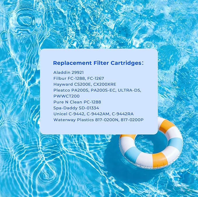CX200XRE Pool Filter Cartridge, Compatible with Hayward SwimClear C200S, Hayward CX200XRE, CS200E, Pleatco PA200S, PA200S-EC, Unicel C-9442, Waterway Plastics 817-0200N, 817-0200P, 2 Pack
