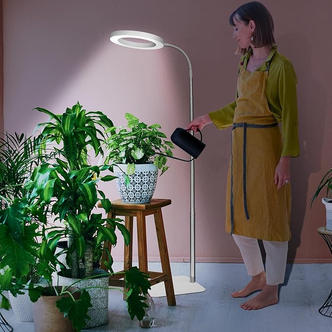Grow Lights for Indoor Plants - Full Spectrum LED Plant Growing Light with 3H/9H/12H Auto Timer, Height Adjustable (16-67"), 3 Color Modes, 10 Dimming - Sun Lamp for Large Tall Small Plant- White