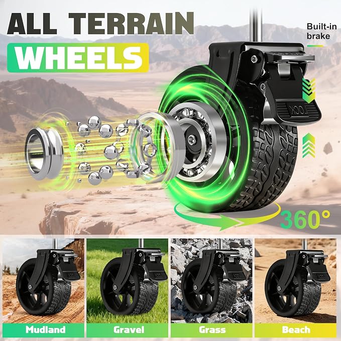 Collapsible Wagon Cart with Wheels Foldable - 360lbs Heavy Duty Folding Cart Utility Lightweight Portable Wagons with 360°Swivel Brakes Wheels for Groceries Shopping Beach Camping Garden