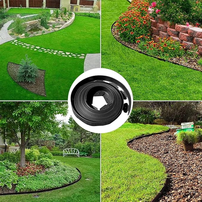 49FT Landscape Edging,1.5IN Tall Garden Edging Borders with 75pcs Stakes,Flexible Lawn Edging Border Kit,Mini Plastic Fence for Yard Flowerbeds,Grass