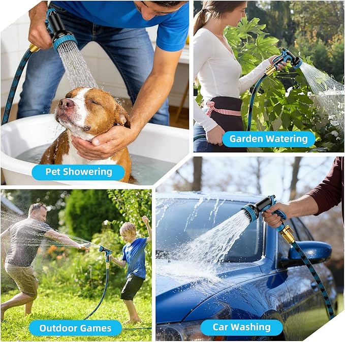 Garden Hose, Non-Expandable Water Hose 75 ft, Flexible, Kink & Leak Proof Water Pipe with 10-Function Spray Nozzle, Lightweight Outdoor Hose for Yard, Lawn, Car Wash, RV and Home Use