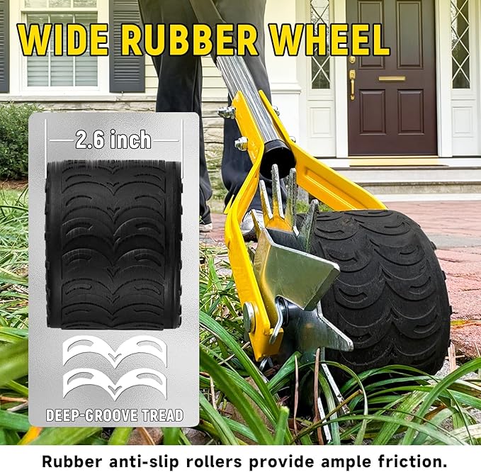 Manual Edger Lawn Tool, 75 Inch Hand Edger for Lawn with Extra-Wide Wheel, Grass Edge Trimmer with Adjustable Handle, Ideal Wheel Rotary Edging Tool for Sidewalk, Driveways and Landscaping