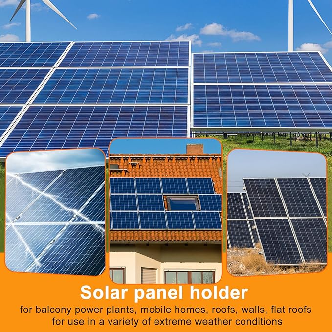 Solar Panel Mount, Aluminum Alloy Adjustable Solar Panel Tilt Mount Brackets, Black Baking Paint Anti-Corrosion Solar Panel Stand Suitable for 50W 70W 100W 150W 200W 300W 400W