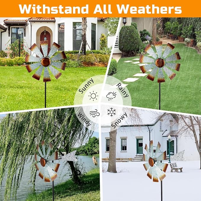 Viveta Metal Wind Spinners, Garden Wind Sculptures & Spinners,Kinetic Wind Spinner for Outdoor Patio Yard Decor