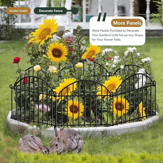 21.25ft x 20in Animal Barrier Fence, 15 Panels Garden Fencing for Dogs Rabbit, Rustproof Metal Edging Border Ground Stake, Arched Decorative Fences for Seedlings Protection, Outdoor Yard Patio Lawn