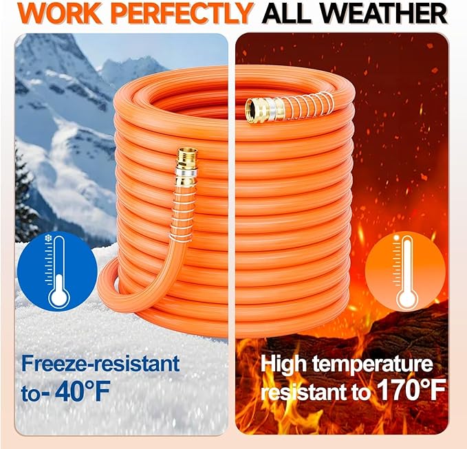 SPECILITE 3/4'' Heavy Duty Rubber Garden Hose 15FT, 1300psi Burst, 450psi Working, Hot/Cold Water Hose, -50℉ -170℉, 5 Layered Pipe, UV Resistant, 3/4" Brass Fittings for Outdoor, Agriculture