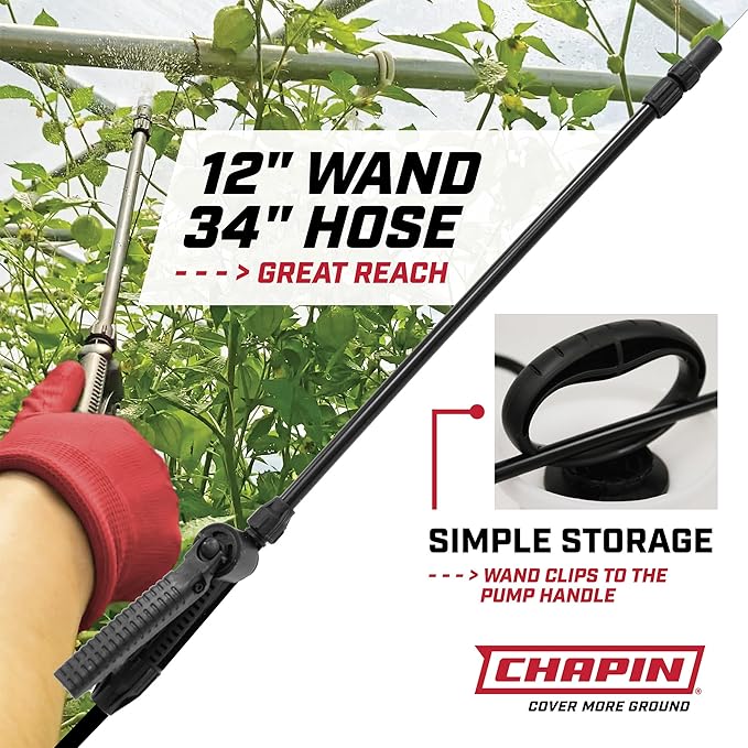 Chapin 22000 Pump Sprayer, 1-Gallon Translucent Tank with an Easy Fill Funnel-Top Opening, Adjustable Cone Nozzle & 34" Long Reach Hose, Used for Fertilizer, Pesticides, Weeds & Pests 2 Pack