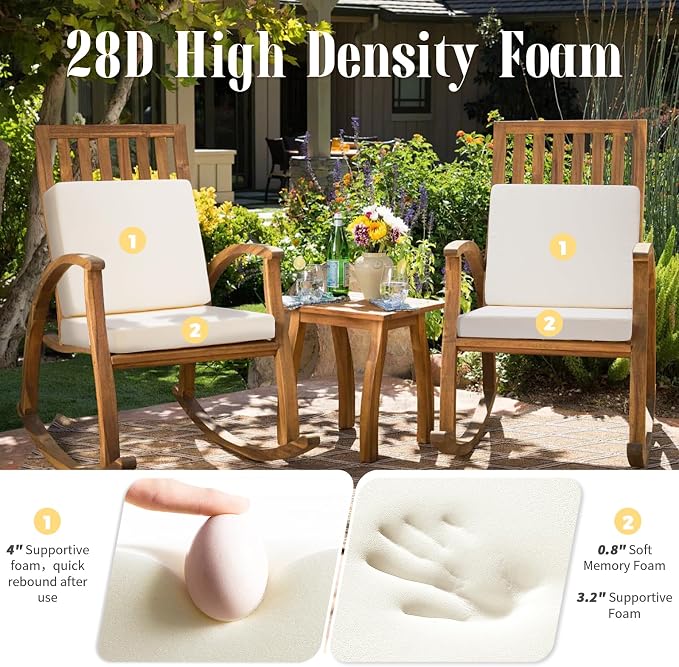 Deep Seat Patio Cushions Set of 2, 24x24 Inch Waterproof & Fade Resistant Outdoor Chair Cushions, Thick Padded Replacement Sofa Cushions for Garden Yard Furniture
