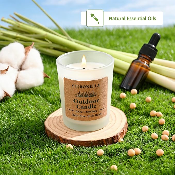 Citronella Candles Outdoor Indoor, 24 Pack Soy Wax Long Lasting Jar Scented Aromatherapy Citronella Candles Sets for Home Garden Patio Balcony