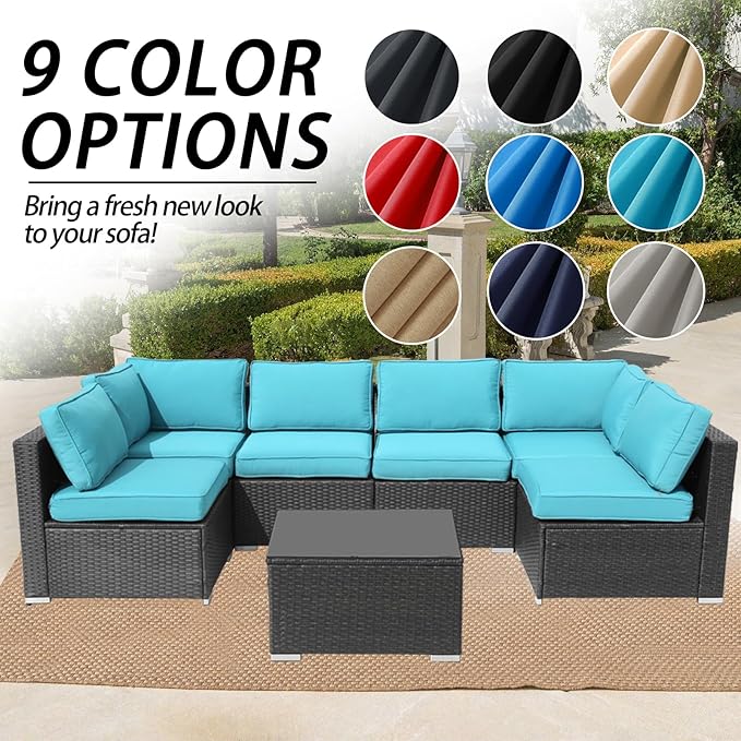 14Pcs Patio Cushion Covers Replacement Splashproof UV-Resistant Inelastic Covers with Zippers, Max Compatible 25.6x25.6x4inch Patio Cushion, for 7 Pcs Outdoor Patio Furniture Sets