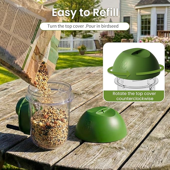 LONA Bird Feeders for Outdoors, Tube Feeder Weatherproof with Multiple Hanging Methods, Wild Bird Feeding Silo for Outside, 1 Port