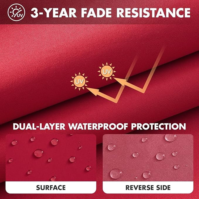 MIULEE Red Outdoor Seat Cushion 24x24 Inch Waterproof & 3 Year Fade Resistant Deep Seat and Back Cushion for Patio Furniture Chair Sofa Couch with Handle and Adjustable Straps