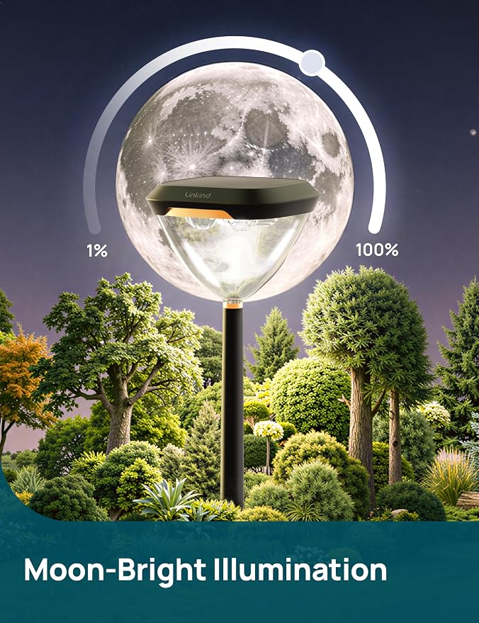 Linkind Smart Solar Pathway Lights SP6, App/Voice Control Solar Lights Outdoor Waterproof, 43+ Preset Scenes, Cool/Warm White/Color-Changing Outdoor Garden Lights for Yard, Patio, 4 Pack