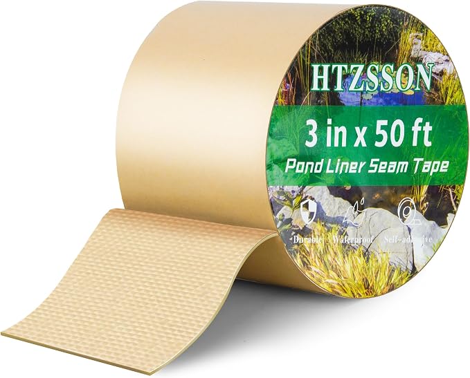 Pond Liner Seam Tape 3" x 50' - Double Sided Butyl Adhesive Tape for EPDM Liners, Waterproof Repair Patch for Ponds, Fish Ponds, Water Features & Outdoor Landscaping (Yellow)
