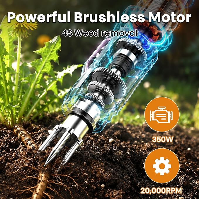Electric Stand Up Weed Puller Tool with Long Handle, Lightweight & Portable Design, Total 4000 mAh Batteries, Adjustable Garden Weed Remover Tool For Lawn Yard, No Bending Grandpa's Weeder Tool