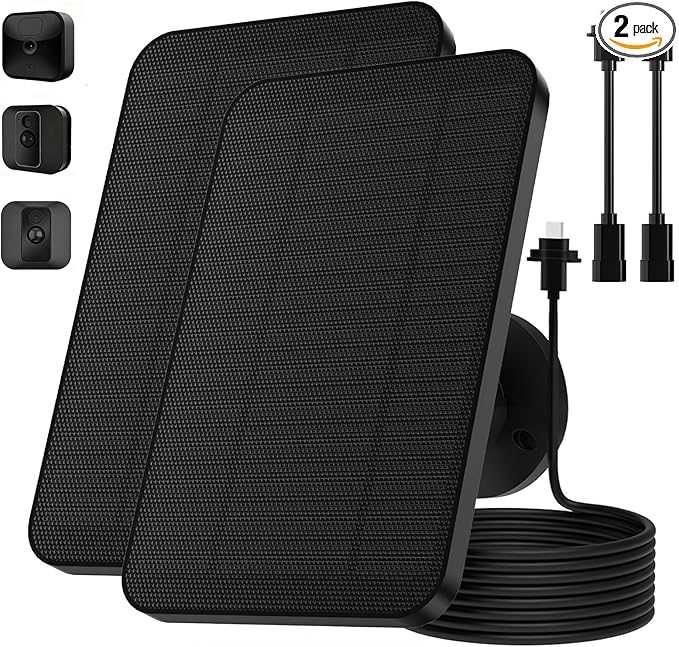2 Pack Solar Panel for Blink Camera,4W Waterproof Charger with 360° Adjustable Mount & 13ft Cable for Outdoor 3/4 Gen, XT/XT2-with USB-C to Micro USB Port Adapter (for Blink)