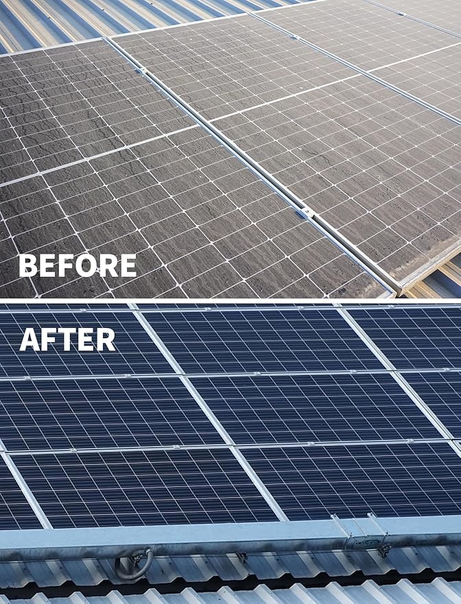Electric Solar Panel Cleaning Kit, 20FT Solar Panel Cleaning Brush and Pole with Soap Dispenser, Telescopic Water Fed Pole, Solar Panel Cleaner Solution for Windows, Roof, RV